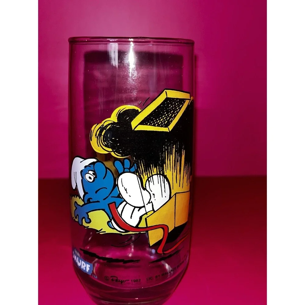 VINTAGE‎ JOKEY SMURF COLLECTIBLE  SMURFS DRINK GLASS CUP PEYO, 1982  6
